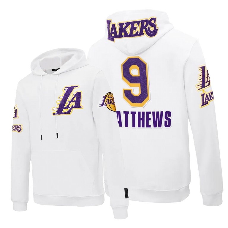 Men's Los Angeles Lakers Wesley Matthews #9 NBA Pro Standard Pullover Team Logo White Basketball Hoodie IDI5283YC